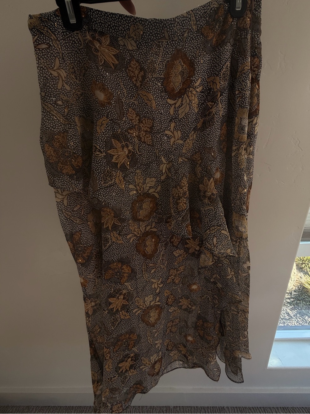 Dress Forum Navy Floral Midi Skirt with Mustard and Cream Accents - Picture 4 of 4
